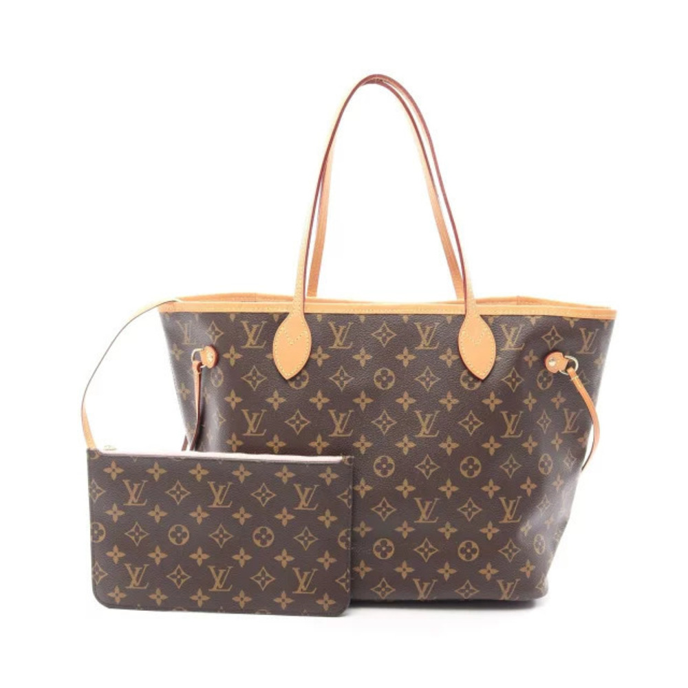 Louis Vuitton Neverfull Monogram Tote Bag Canvas Leather Brown